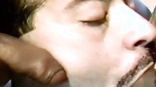 Mature with mustaches gives sensual caress in retro meeting
