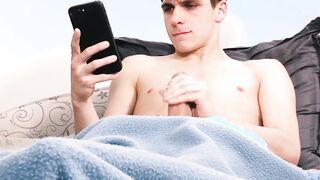 Stepdaddy plays around with stepsons butt and jerks him off