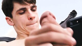 Stepdaddy plays around with stepsons butt and jerks him off