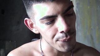 Straight Latino turned gay suck dick and eats cum in POV