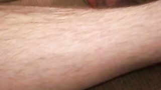 Beefy bear stroking hairy cock before cumshot solo