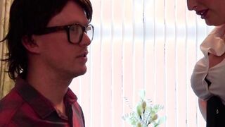 UK babe Chloe Davis sucks off kinky nerd in hot POV blowjob
