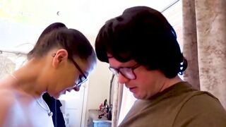 Kinky babe Auntie Lucy wears sexy glasses while sucking cock Hoe 2