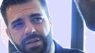 Men in suit and tie vigorously analpound after wet blowjobs