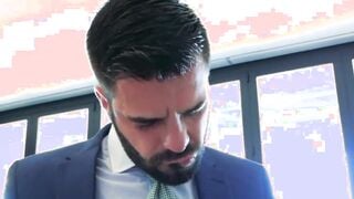 Men in suit and tie vigorously analpound after wet blowjobs