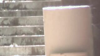 Delectable Japanese peeing outside on beautiful summer day