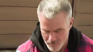Studly stepdad spitroasted by stepsons in the wake of slashing wood