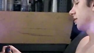 Alluring twink Ian Madrox blows butt while rubbing his shaft