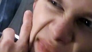 Alluring twink Ian Madrox blows butt while rubbing his shaft
