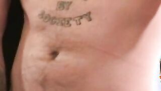 Bald thug cums on a plate after jerking off in amateur solo