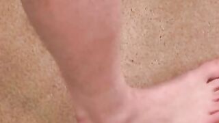 Hairy and mature guy shows off tattoos before wanking solo