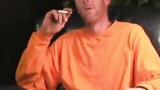 Mature amateur gay strips after an interview and jerks off