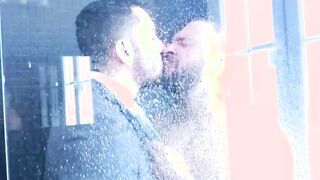 Hugs Joe Gillis and Cole Keller engaging in bareback sex in the shower