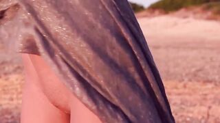 Babe with natural tits and shaved puss is exposing her body