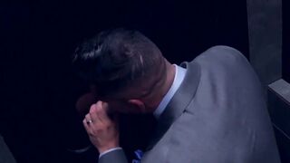 Classy hunk sucks gloryhole cock before threeway drilling
