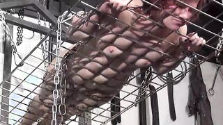 Sexy babe suspended got her pussy stimulated with candles