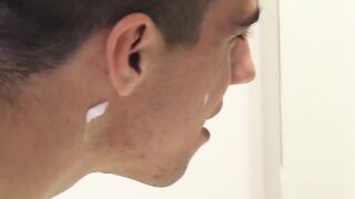 Hung daddy treats stepson with cock during his first shave