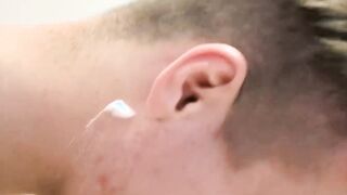 Hung daddy treats stepson with cock during his first shave