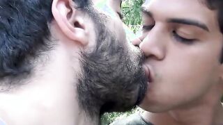 First time two gay men stand behind a Latino twinkling