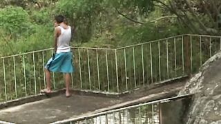 Young Latinos vigorously rawpounding each other in nature