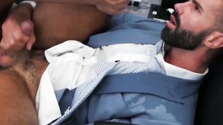 Suit and tie man comes for massage but ends up analrailed
