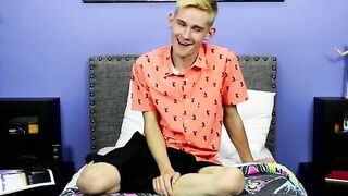 After the interview the skinny little twink pulled on a big fat dick