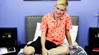 After the interview the skinny little twink pulled on a big fat dick