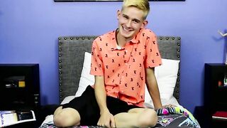 After the interview the skinny little twink pulled on a big fat dick