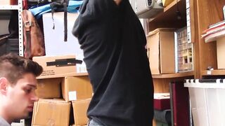 Shoplifting criminal sucks every inch of horny cops Cock