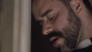 Throatfucking in the small window of the confession room