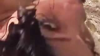Two horny amateur guys fucking ebony chick in fishnets