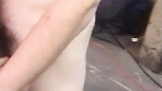 Two horny amateur guys fucking ebony chick in fishnets
