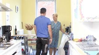 German natural chubby GF wants her bf to have sex inside the kitchen