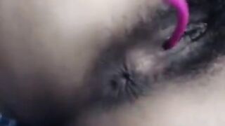 Hairy Babe fingering her pussy with Lush