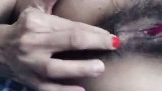 Hairy Babe fingering her pussy with Lush