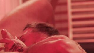 Threesome steamy anal gang bang in bathhouse