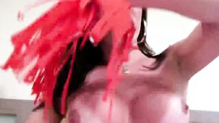 Brunette TS Monique Martin has pleasant tits and a major dick