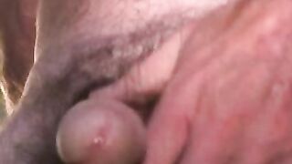 Mature amateur teases with his dick before solo masturbation