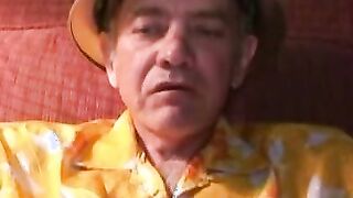 Mature amateur teases with his dick before solo masturbation