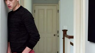 Blond bottom gay sucks big dick while riding another one