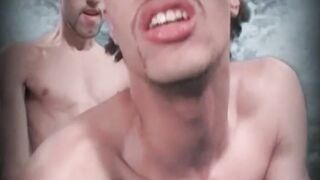Big cocked young amateur vigorously strokes his cock outdoor