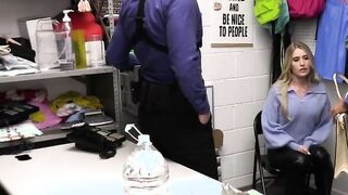 Busty milf suspect rides two in the back room