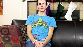 Horny gay youngster jerks off with a toy in his charming ass