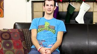 Horny gay youngster jerks off with a toy in his charming ass