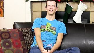 Horny gay youngster jerks off with a toy in his charming ass