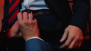 Executive makes out with partner before hammering his ass