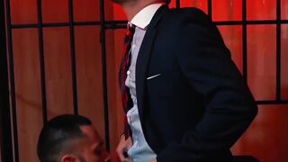 Executive makes out with partner before hammering his ass