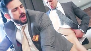A man dressed in a suit Ricky Blue does a doggiestyle analfuck