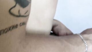 Latino tattooed gay bareback riding huge cock before facial