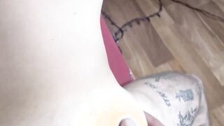 Latino tattooed gay bareback riding huge cock before facial